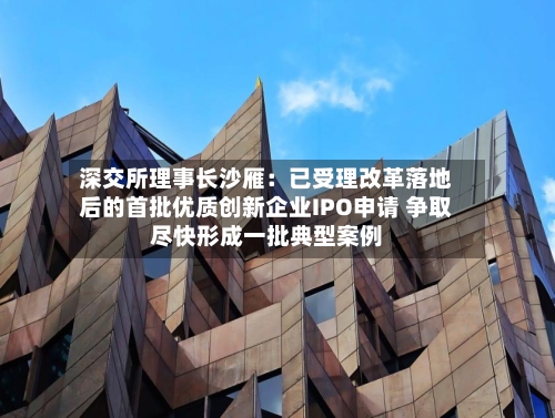 深交所理事长沙雁：已受理改革落地后的首批优质创新企业IPO申请 争取尽快形成一批典型案例